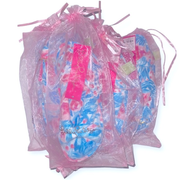 LILLY PULITZER Terry Slippers Printed Velour Bondi Blue My Little Peony NWT - Picture 4 of 9